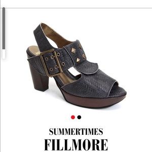 Fluevog Fillmore! Fun comfortable black sandals. Size 9 but fits like an 8.5.